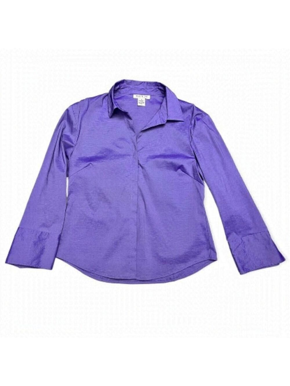 Mac & Jac Shiny Purple Button-Up Blouse Shirt - Womens 8